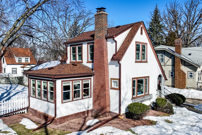 Tudor-style houses line Creekside streets in Saint Louis Park.