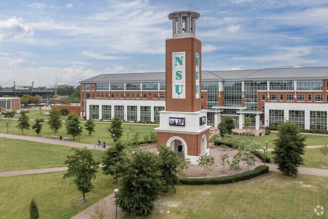The Norfolk State University tower rises above Ingleside, marking the nearby college campus.