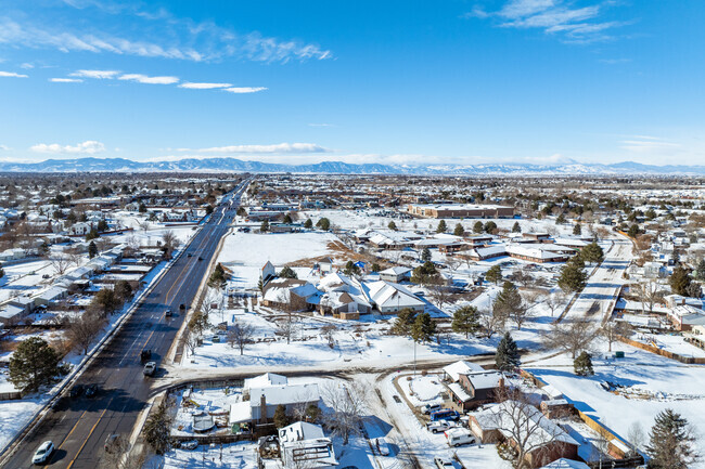 Homes surround Lord of Life Lutheran School in Thornton, Colorado.