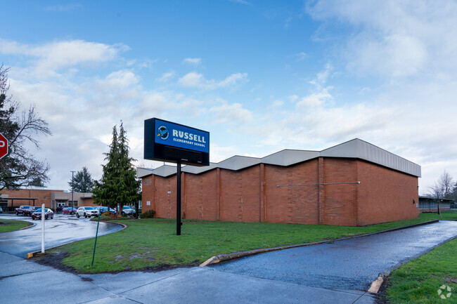 A wide view of Russell Elementary.