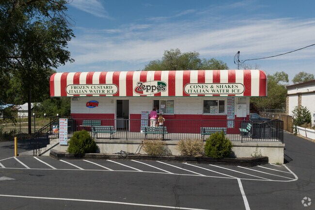Zeppe’s Italian ice has a charming entrance and makes Italian ice fresh daily.
