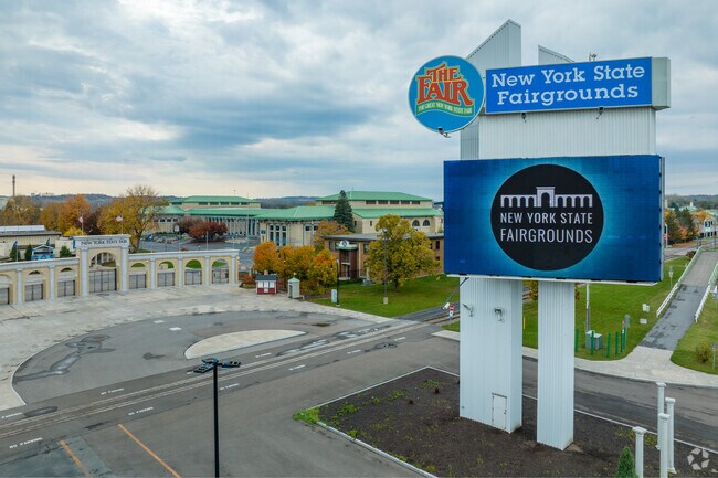 The NY State Fairgrounds host the state fair, concerts, conventions, and exhibitions.