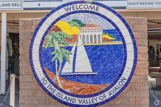 The 'Welcome to Avalon' sign greets visitors to Catalina Island.