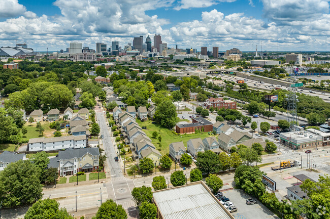 Aerial view of Mechanicsville with downtown Atlanta in the background.