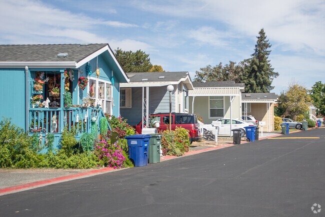 Victoria Mobile Village has many colorful and newer homes for interested buyers.