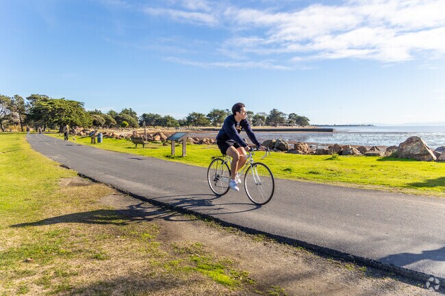 Alameda is full of paved bike paths that follow its waterways.