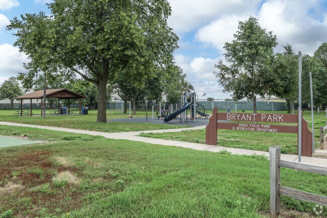 Bryant Park has covered picnic tables, a basketball court and playground for neighbors to enjoy.