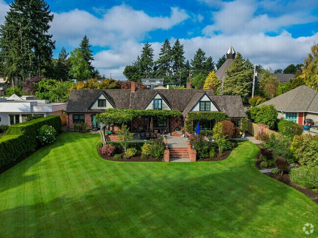 Tudor-inspired estates with beautiful landscaping can be spotted in Lake Burien.