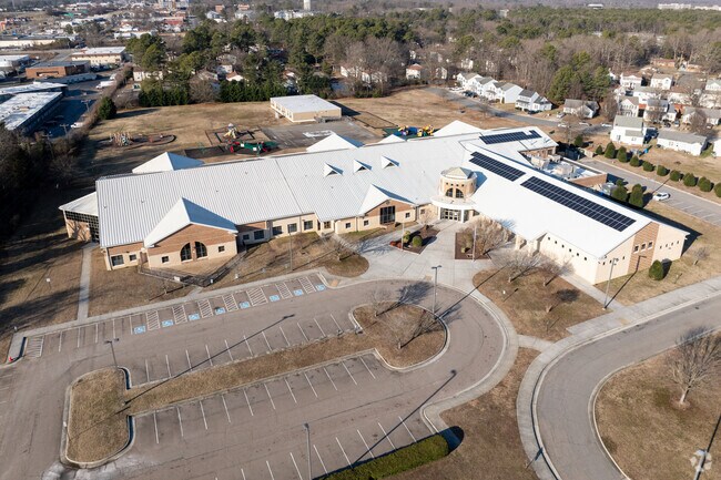 An aerial view of Miles Jones Elementary School.
