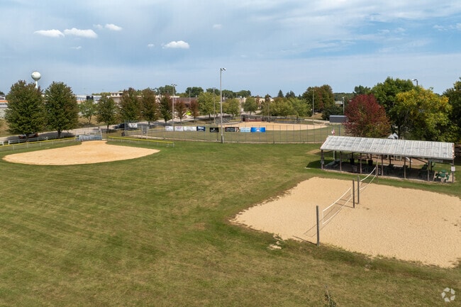 Hansen Park offers ballfields, sand volleyball courts, and open green space for the community.