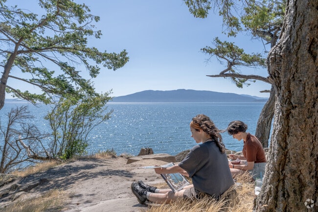 Plein-air painting the breathtaking views with a friend at Clark's Point in Edgemoor.