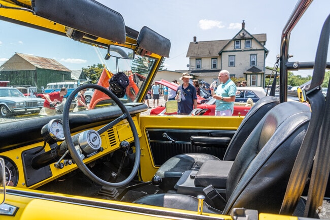 A vintage Ford Bronco attracts plenty of looks on display at the Wheels & Wine Vintage Car Show.