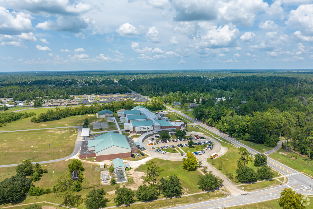 Moss Bluff Middle School offers a sprawling campus when viewed from above.