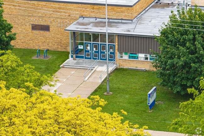 The entrance to Freeman Elementary is on Ogema Ave in Flint.