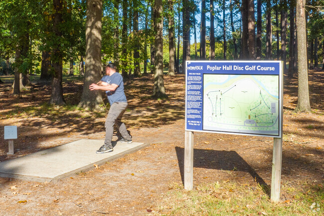 Poplar Hall Park is just south of Crown Point and is a popular place for disc golfing.
