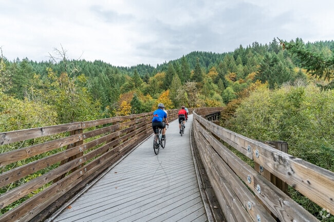 Banks-Vernonia State Trail is a popular destination for cyclists in Oregon.