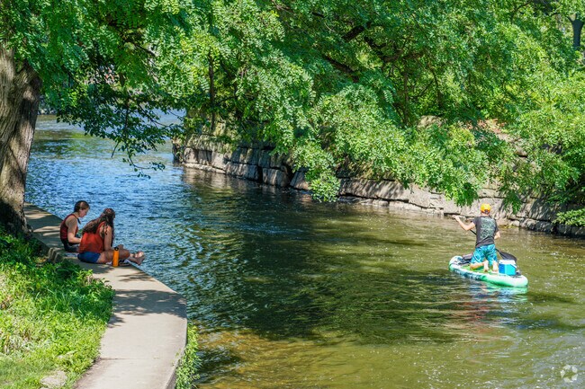 Naperville residents enjoy the winding DuPage River near Downtown Naperville.