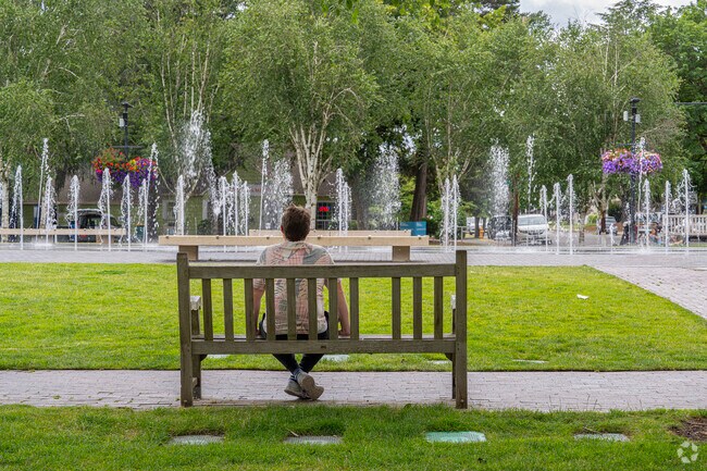 Relaxing park benches at Beaverton City Park.
