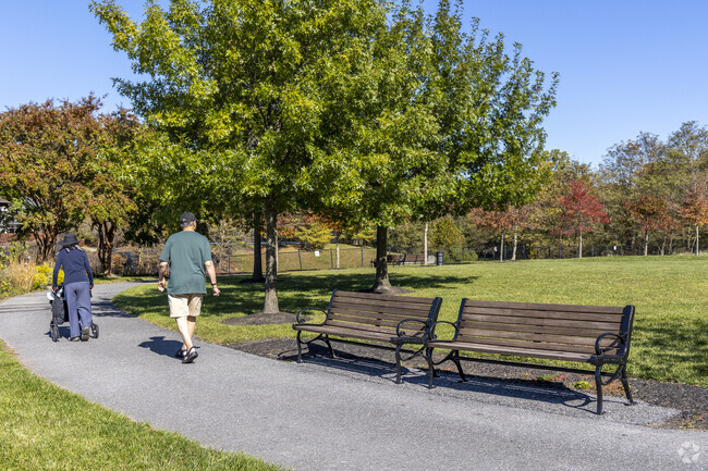 Blue Stone Park walking paths are wonderful spot for Cheswolde residents enjoy the fresh air.