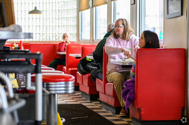 People of all ages enjoy a good meal at Fleetwood Diner in Greencroft Park.