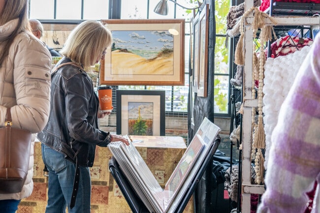 Art buyers from Westville love the annual  Autumn Market at the Journeymen Distillery.