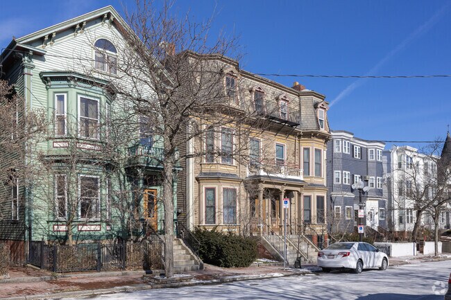 Stately colorful homes line many streets within Eagle Hill.