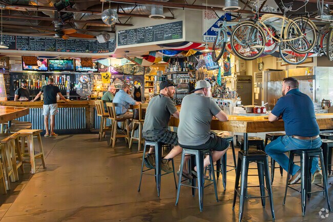 A group of Campus West friends meet for a late lunch at Road 34 Deli & Tavern.