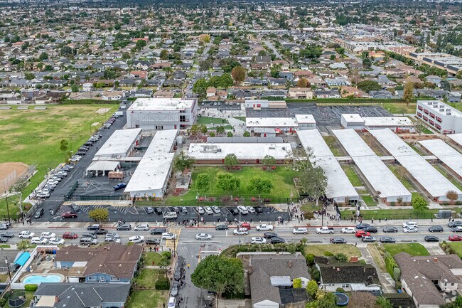 Aerial view of Doty Middle School in Downey