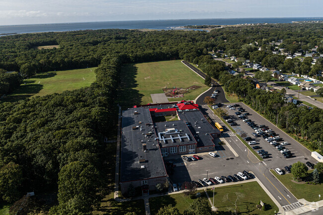 Aerial showing the bay to the west.