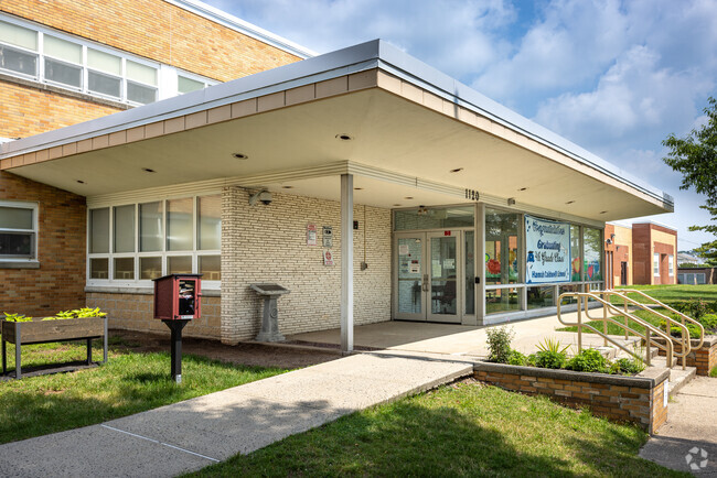 The entrance to Hannah Caldwell Elementary School in the Union Township neighborhood.