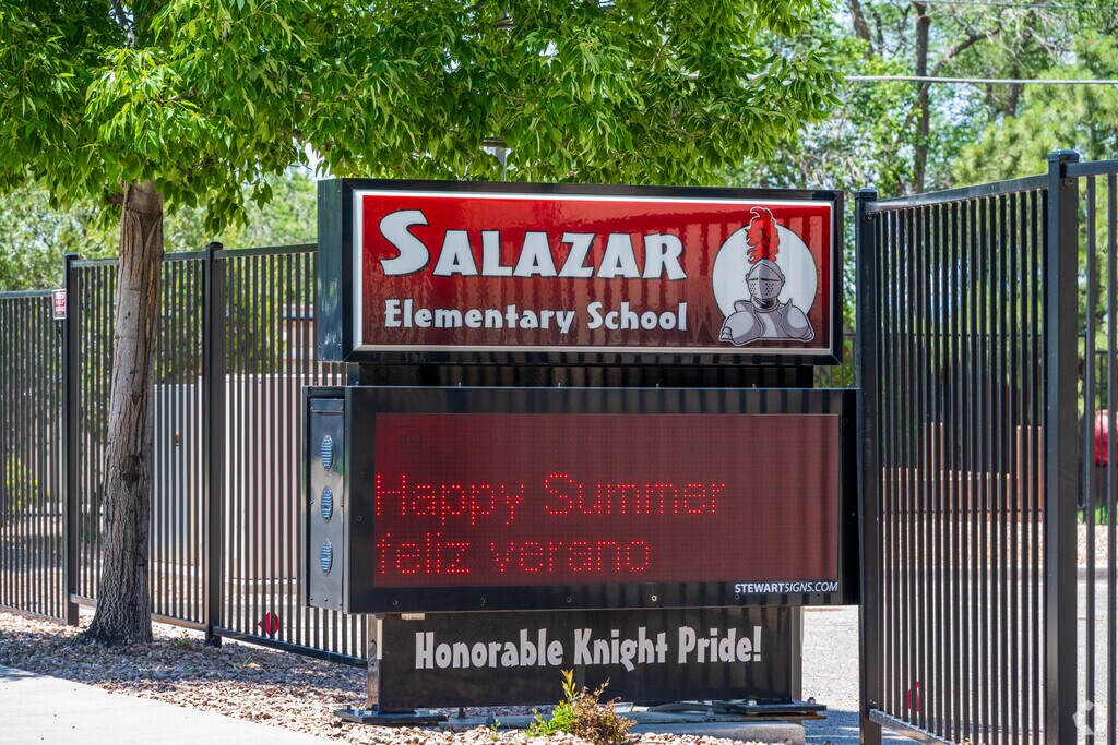 Salazar Elementary School's street sign.