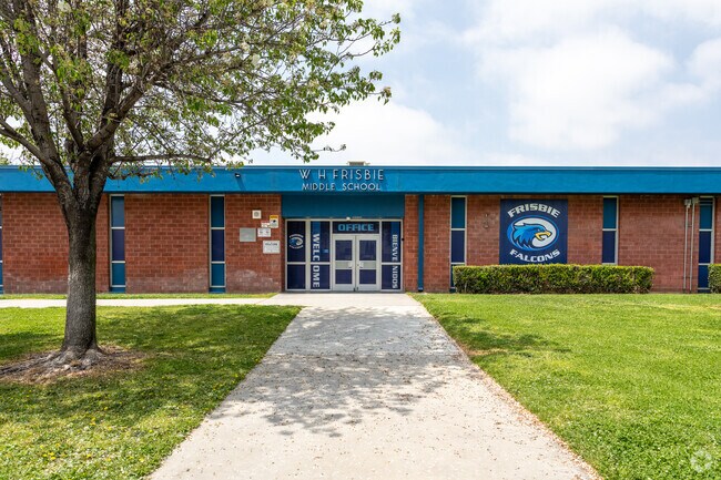 The entrance of Frisbie Middle School in Rialto welcomes all students.