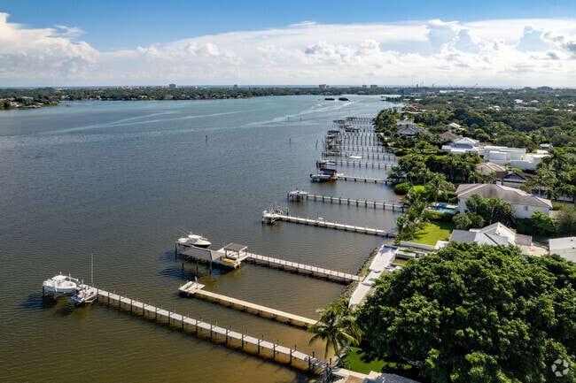 A look down at scenic boats and docks in the Jupiter Town Hall neighborhood.
