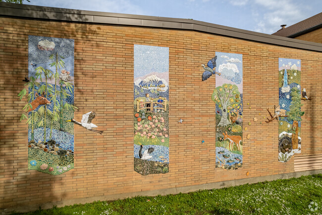 Mosaic Mural showing some artistic designs along the wall of Richmond Elementary School.