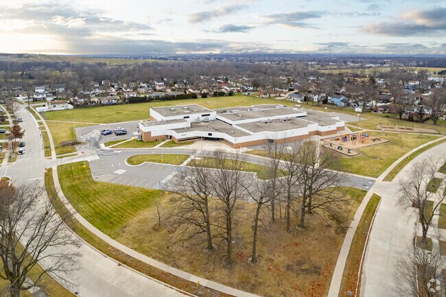 Aerial view of Forest Elementary School.