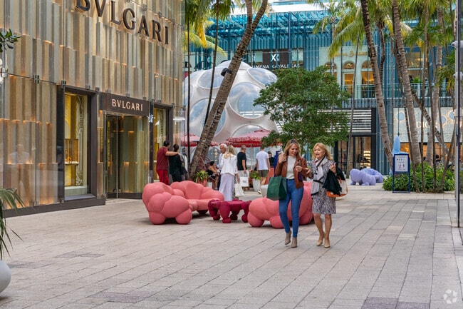 High end designers like Bulgari can be found in the Design District.