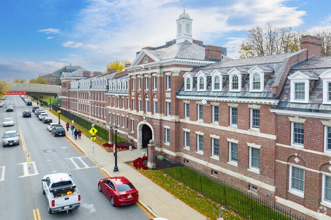 Schools in The Hill section of Troy sprawl for blocks and feature classic architecture.
