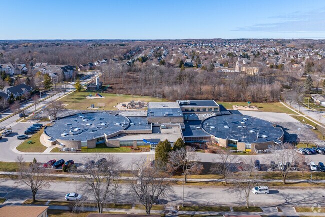 An aerial of Westlawn Elementary School in Cedarburg.