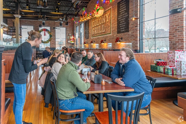 Colony Grill, a restaurant known for thin-crust pies, is on the riverfront in Port Chester.