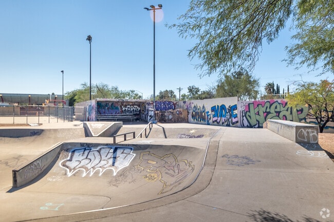 Stefan Gollob Park, in Tucson, has a rad skatepark with local street art and flair.