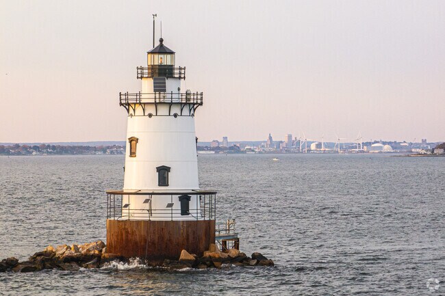 Narragansett Bay feeds directly into Downtown Providence, passing Warwick along the way.