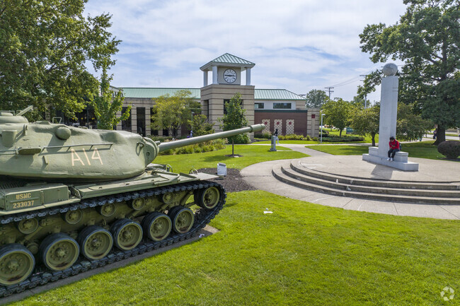 While visiting the Euclid Public Library, be sure to stop at the war memorial out front.