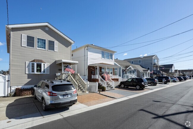 One and two level homes, side by side line the streets of Bay Park.