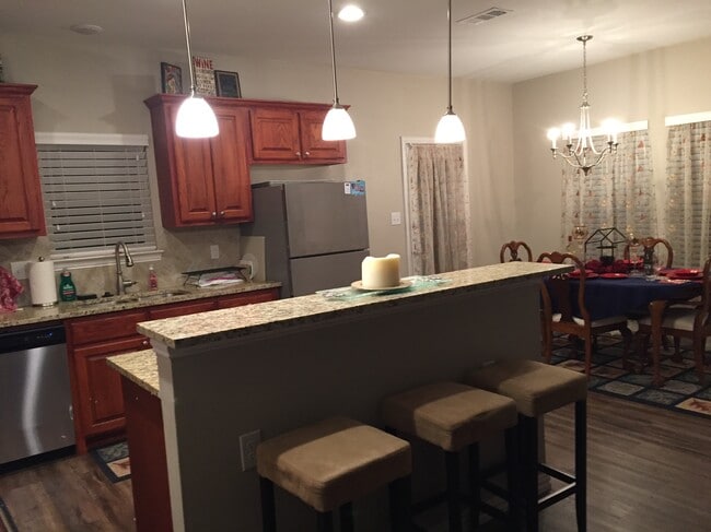 Kitchen View - with bar stool seating area