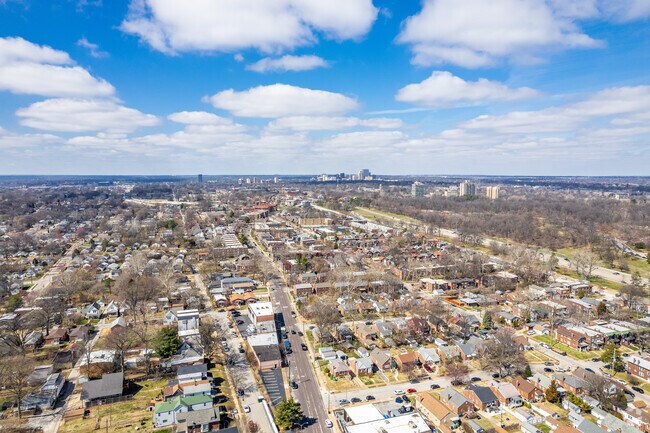 Aerial view of the Clayton-Tamm neighborhood just south of Forest Park.