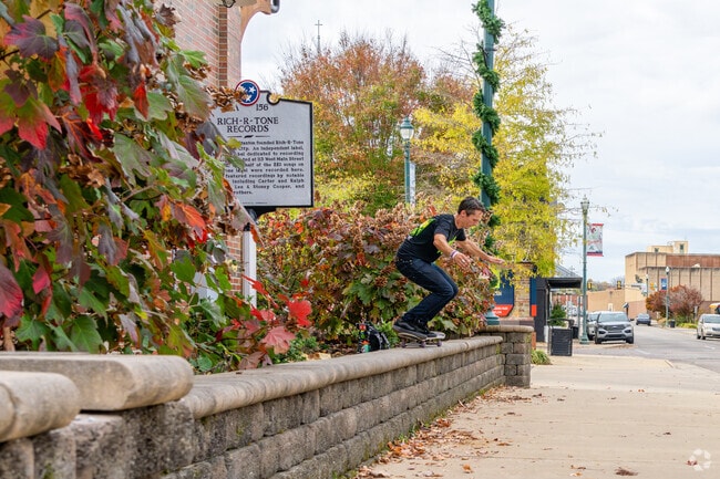 A young man skates in Downtown Johnson City, located a short distance from Keystone.