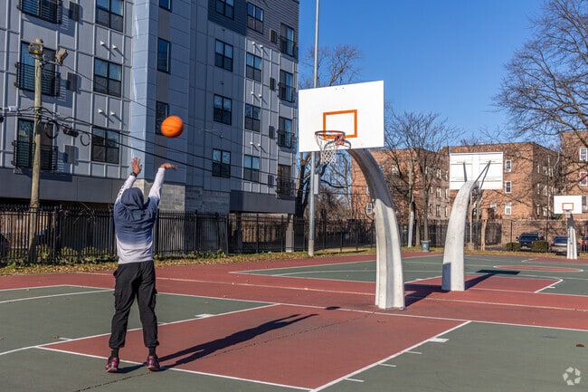 Practicing free throws at Rowley Park in East Orange is a great way to warm up for a game.
