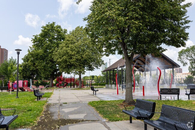 Franklin Steele Park has a splash pad for children to enjoy.