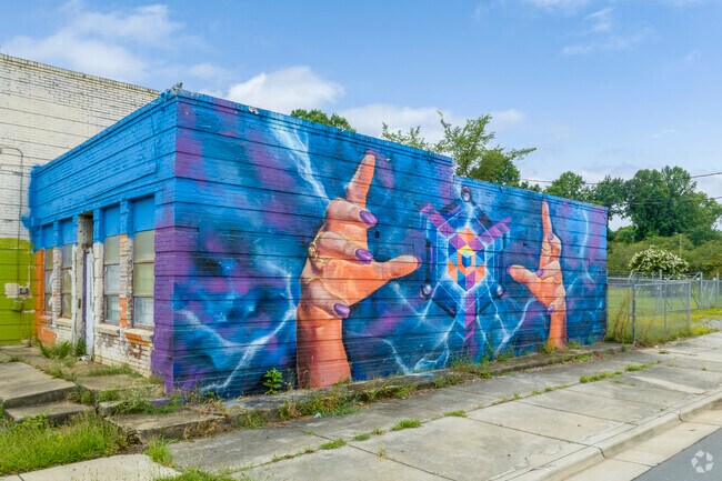 Colorful murals and art adorn the area of Lockwood.