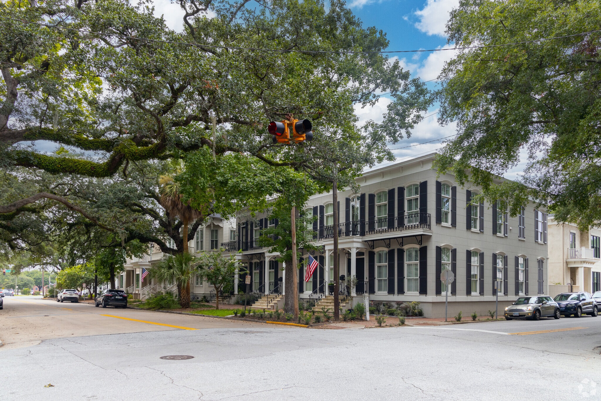 Many homes in the Historic Savannah area are two story condos and townhouses.